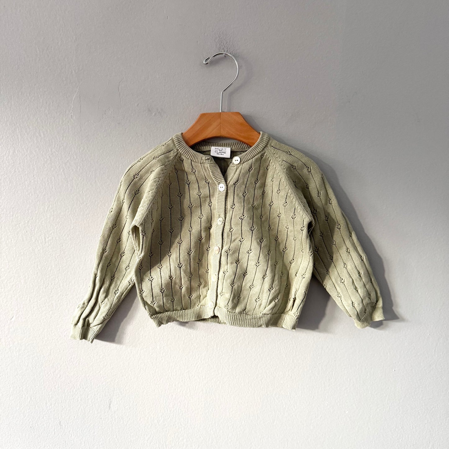 Hust & Claire	/ Smokey green cotton knit cardigan	/ 18M
