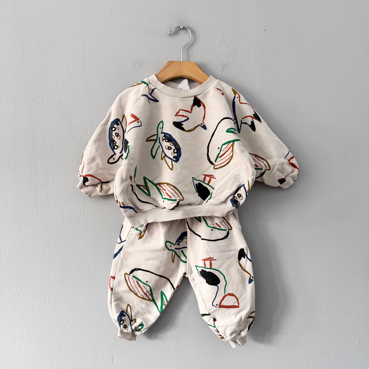 Zara / Ivory x sea creature crew set / 12-18M
