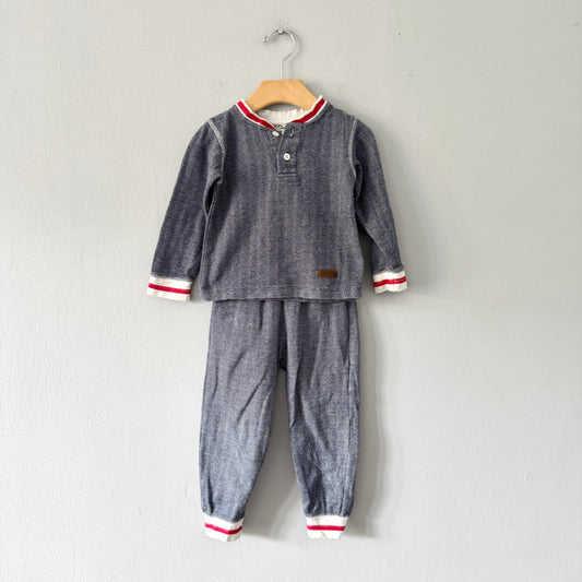 Juddlies / Navy organic cotton pajama set / 2T