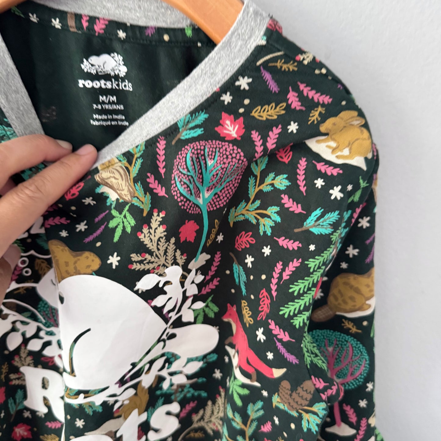 Roots / Green nature pajama set / 7-8Y