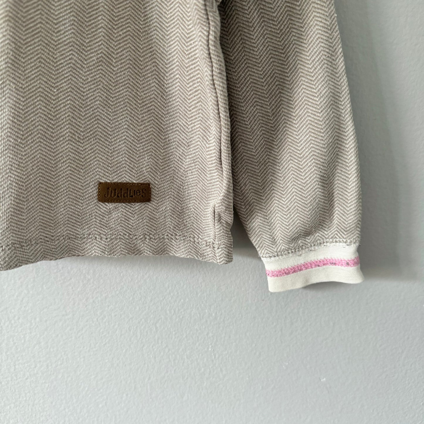 Juddlies / Cotton top - Grey x pink trim / 2T