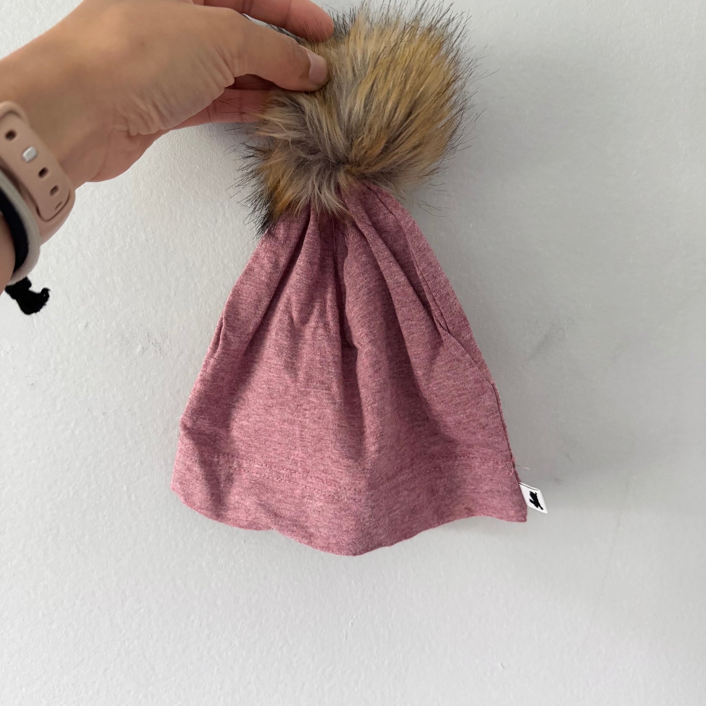 Little & Lively / Pink pompom beanie / M(12-24M)