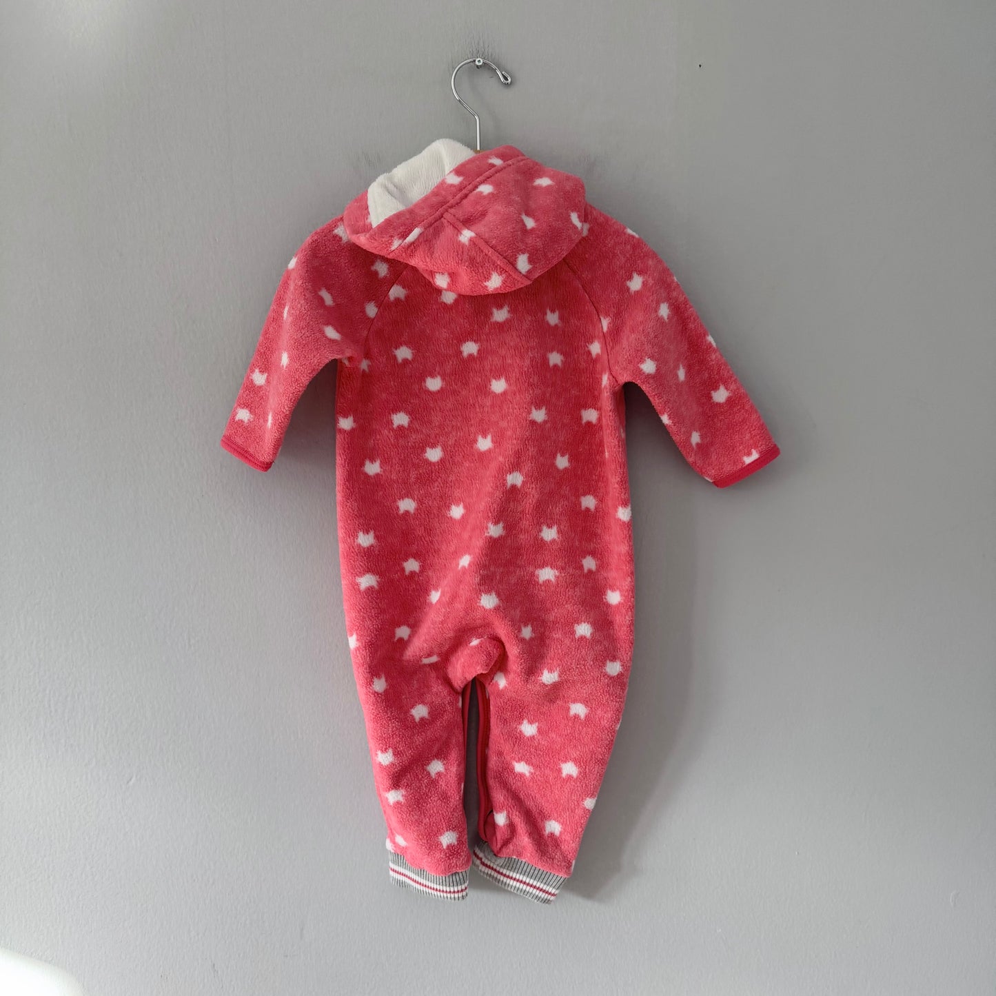Souris mini / Pink x cat fleece romper / 9-12M