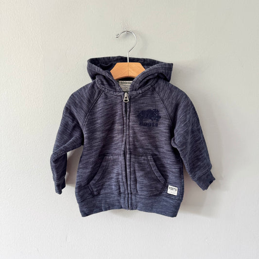 Roots / Navy salt and pepper zip up hoodie / 18-24M
