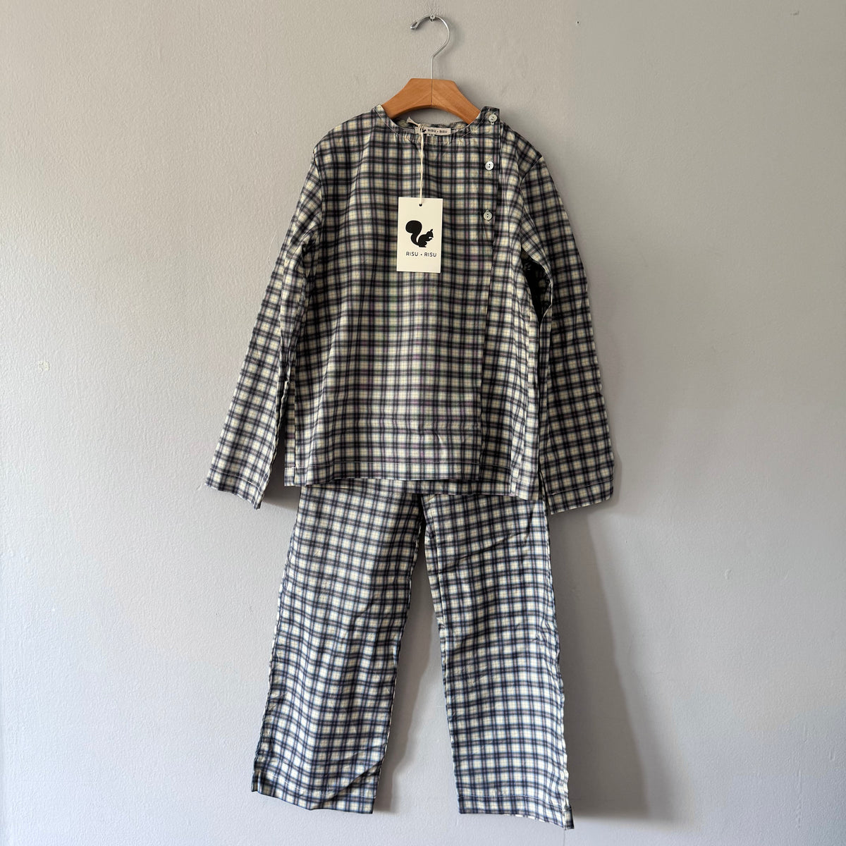 Risu Risu / Checked blouse and pants set / 10Y - New with tag