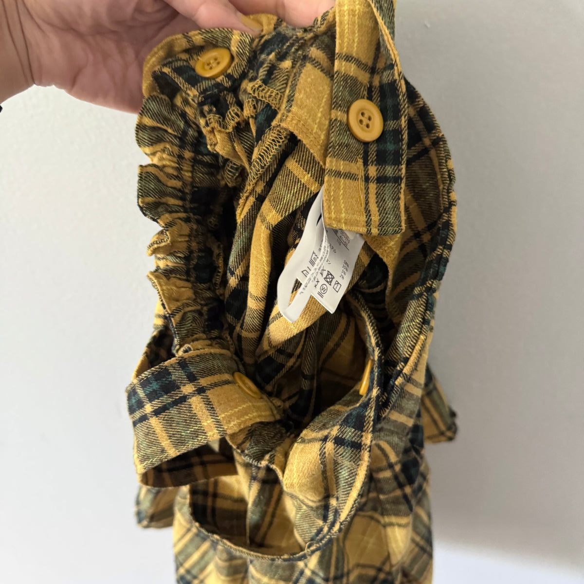 No brand / Yellow checked pinafore / 4Y