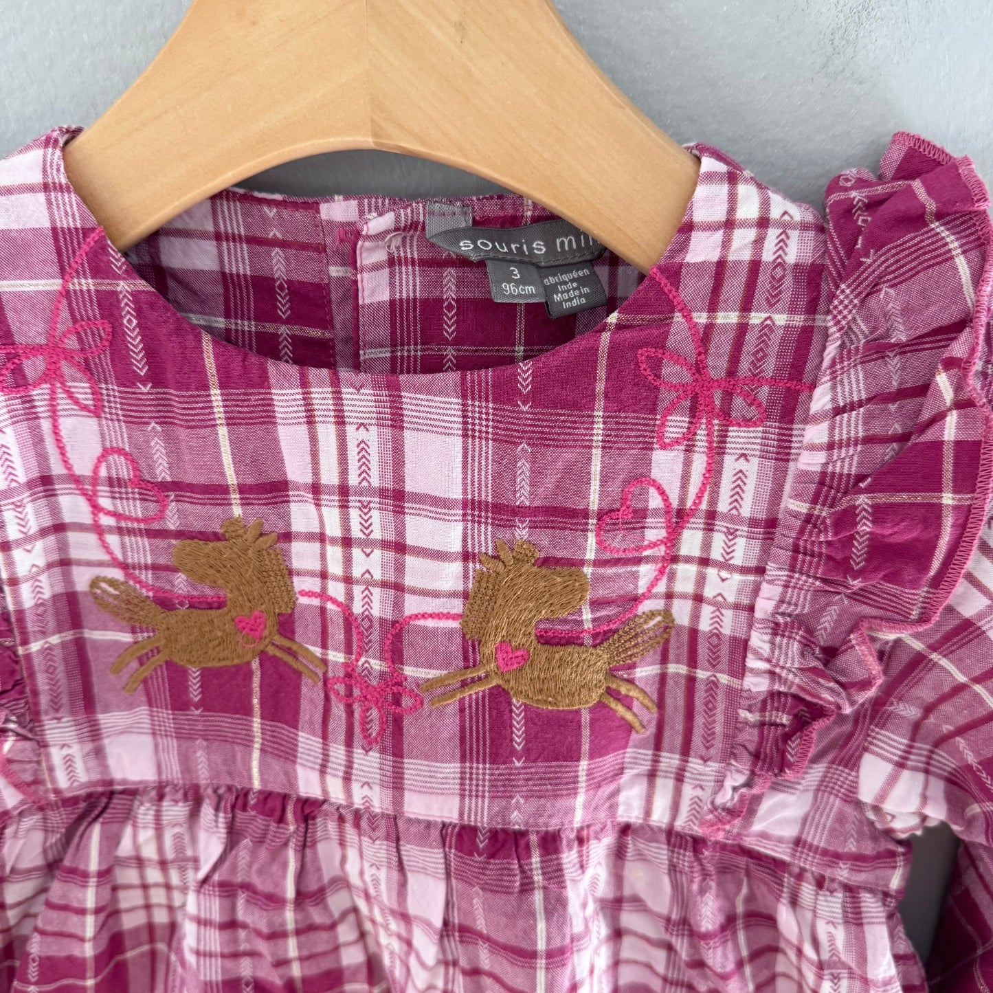 Souris mini / Red white blouse dress / 3Y