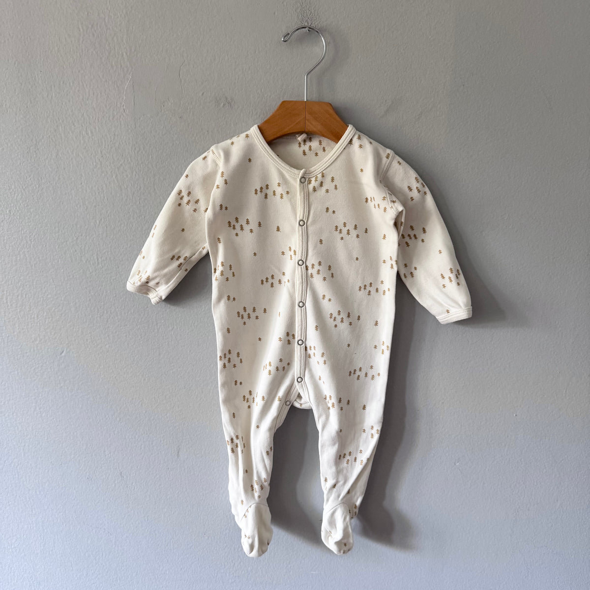 Quincy Mae / White x brown fur tree romper / 6-12M