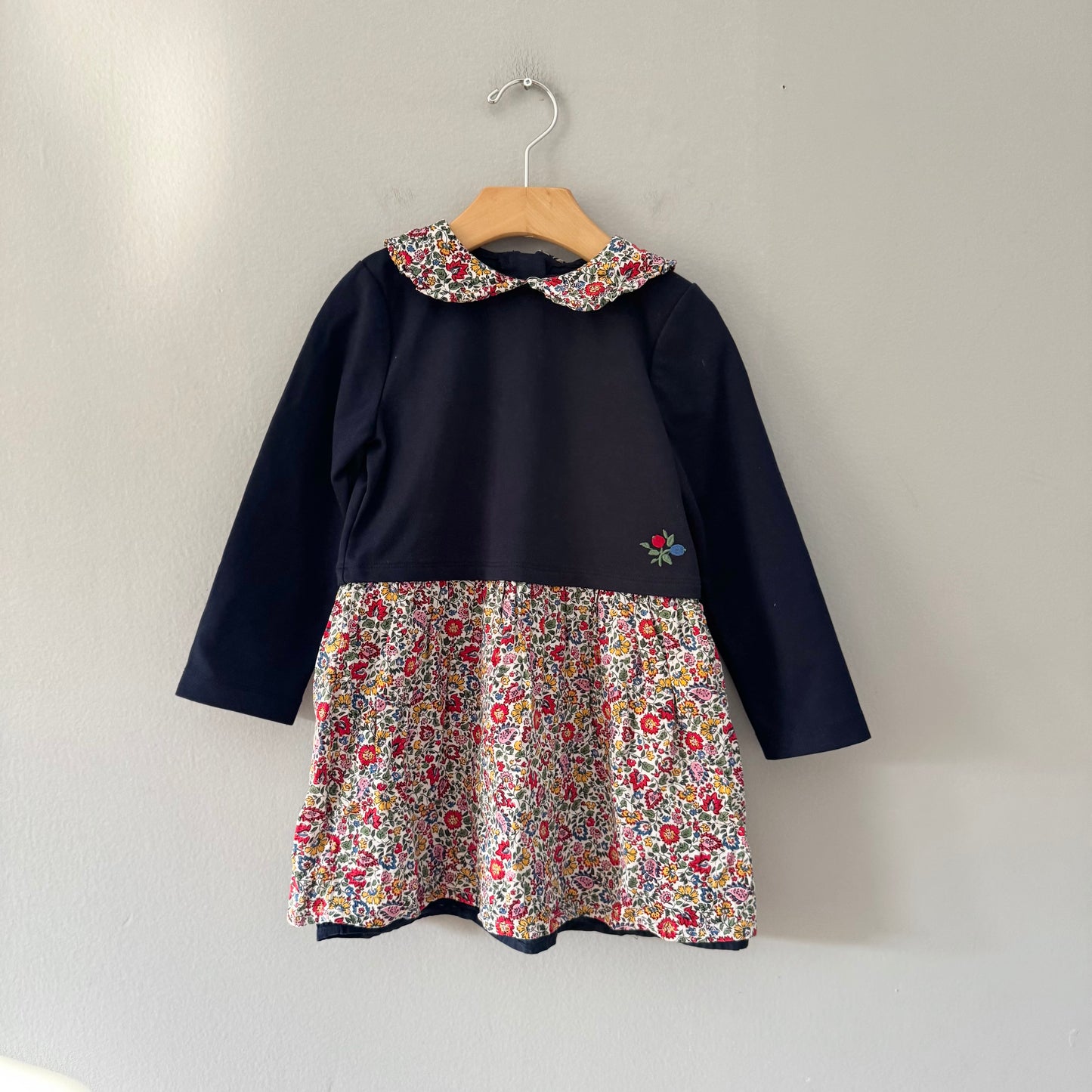 Sergent Major / Navy x floral dress / 5Y