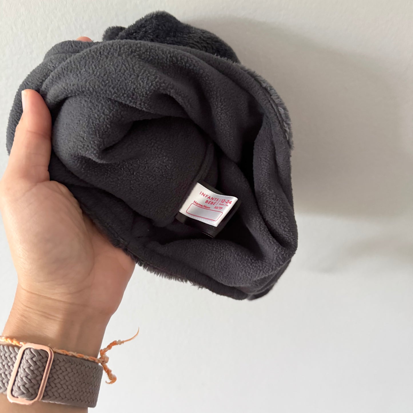 Kombi / Dark grey fleece hat and mittens / 6-12M