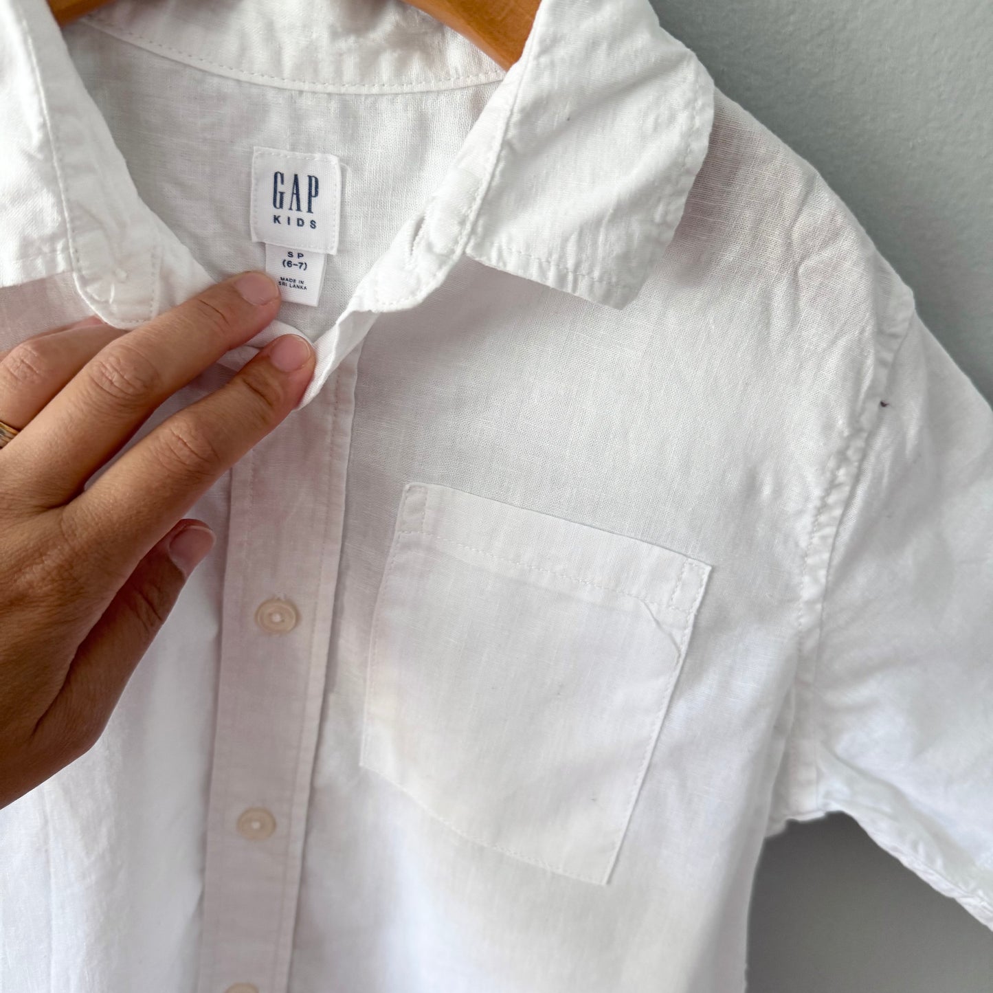Gap / White linen cotton shirt / 6-7Y