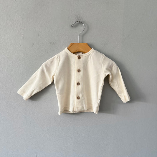 1+ in the family / White ribbed long sleeve / 6M