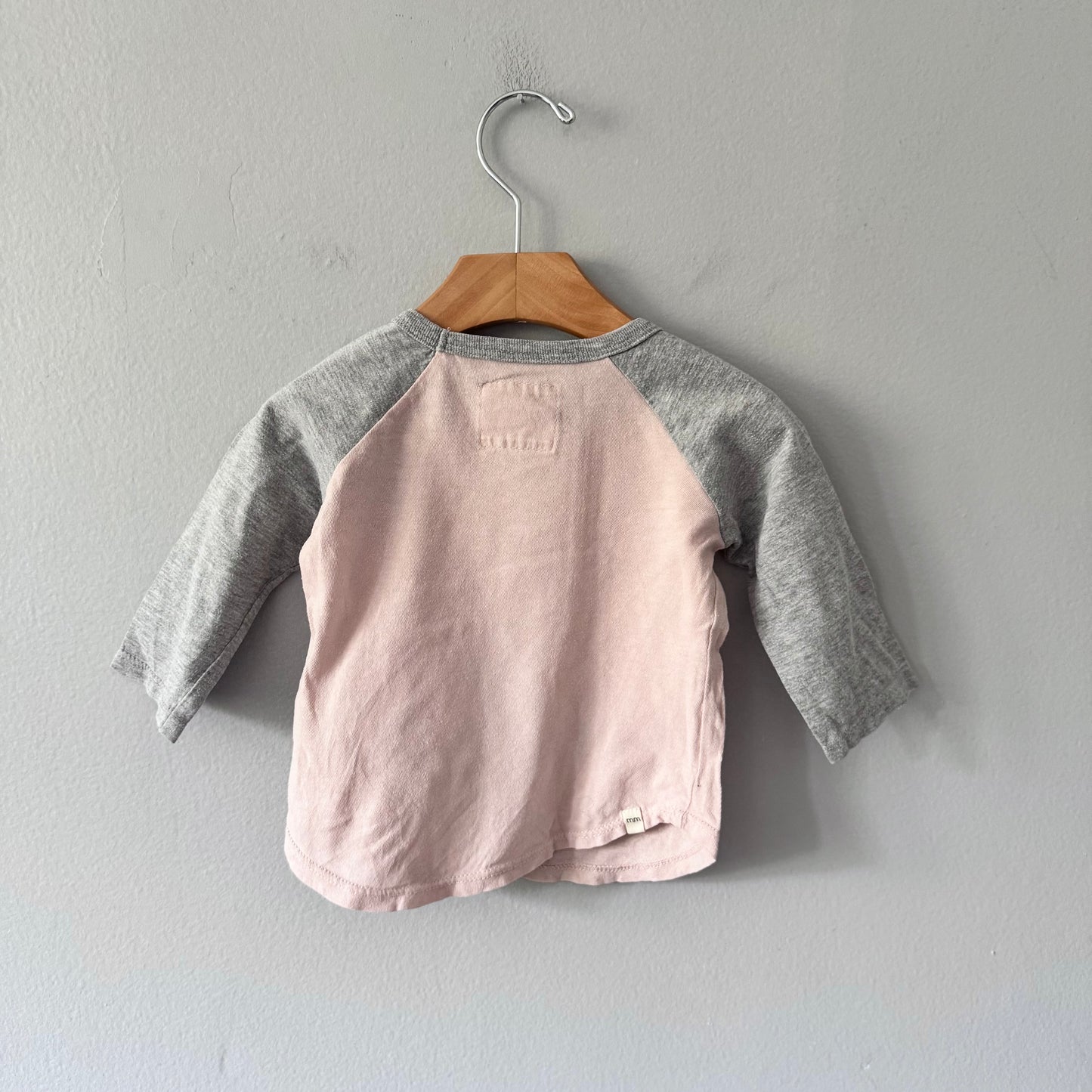 Mini mioche / Pink grey raglan long sleeve / 12-18M