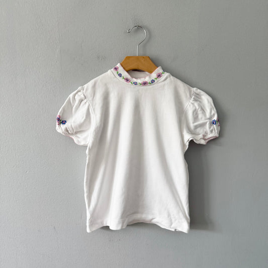 Vintage Oshkosh / White puff sleeve top / 6Y