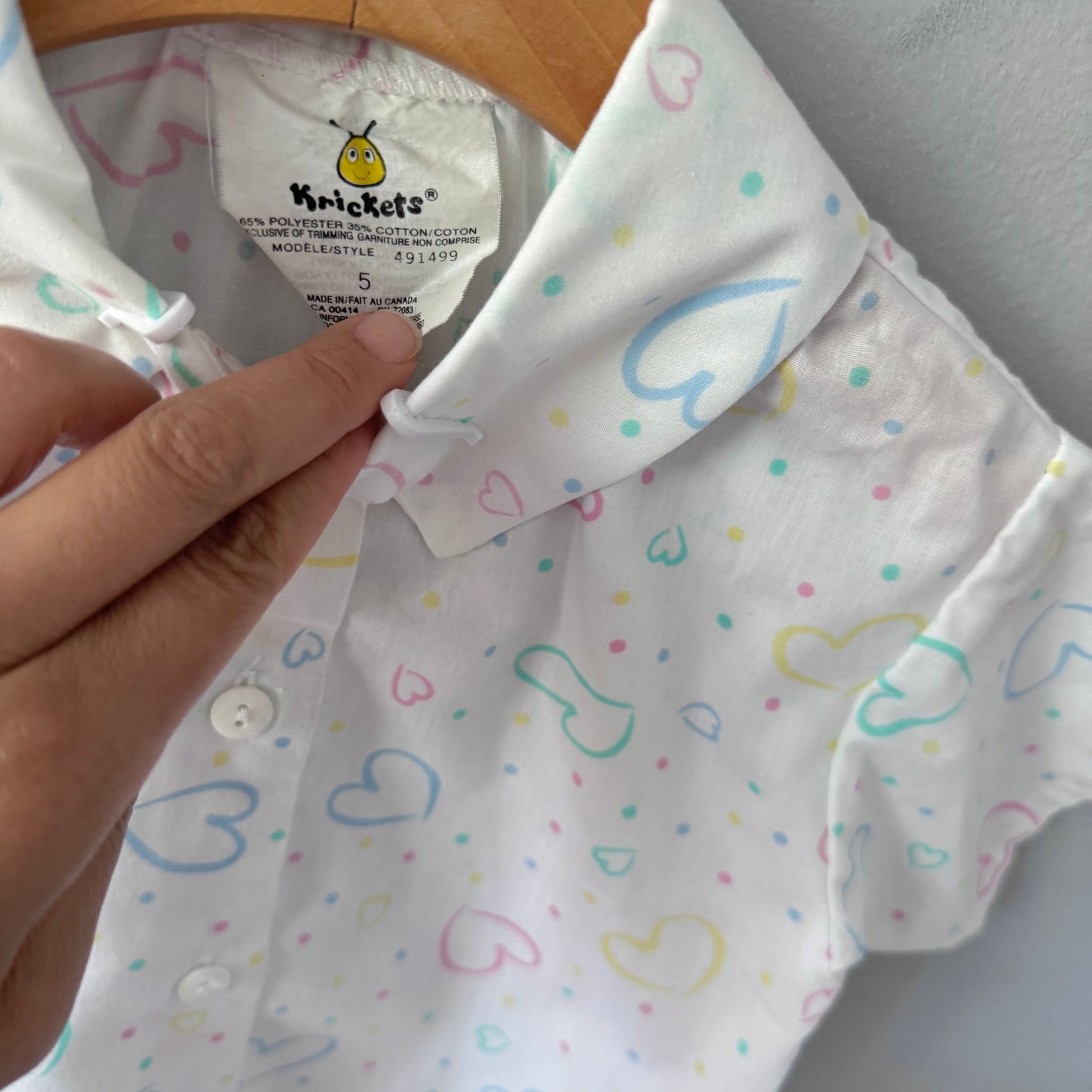Vintage Krickets / White x heart shirt / 5Y