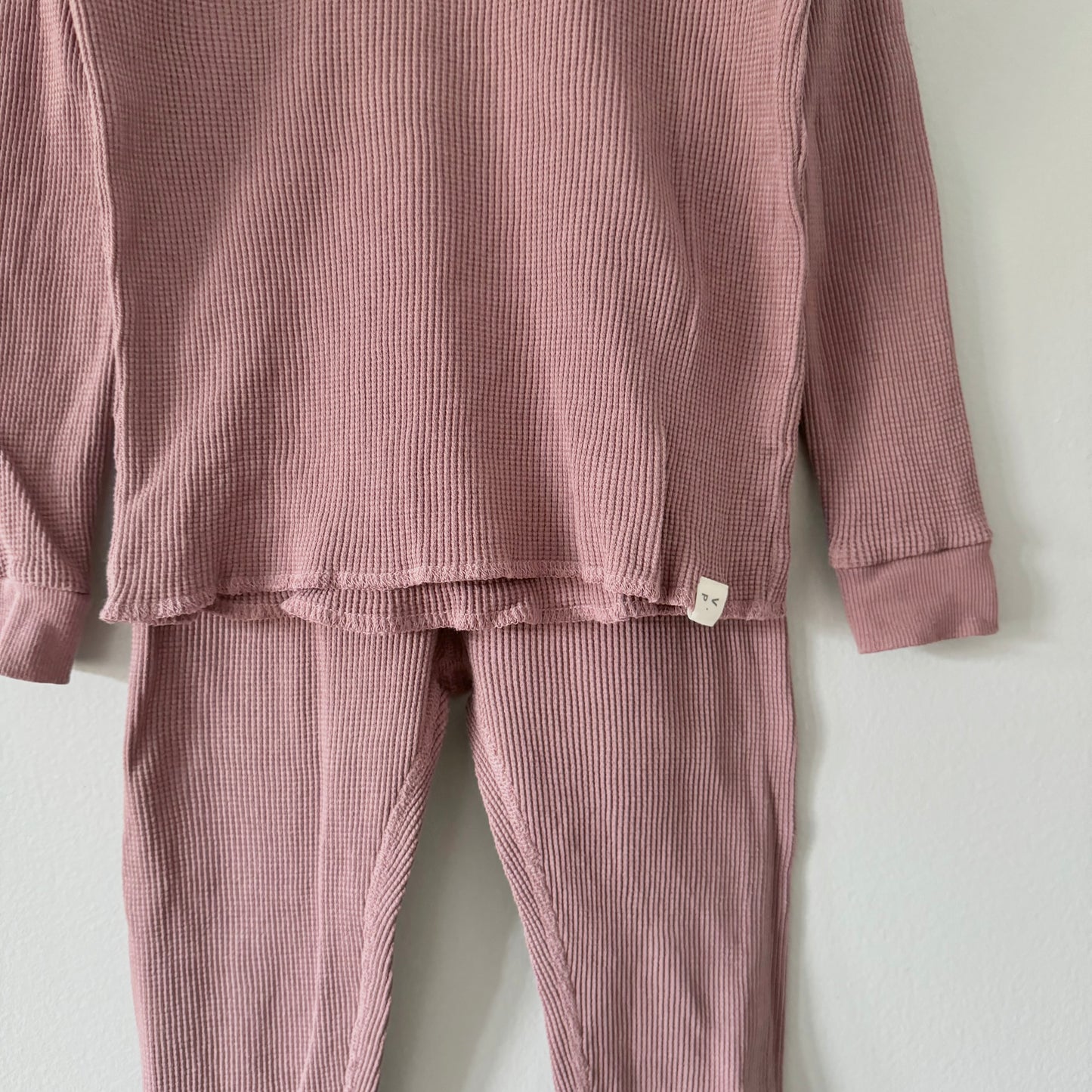 Petits Vilains / Brown waffle top & pant set / 4-5Y