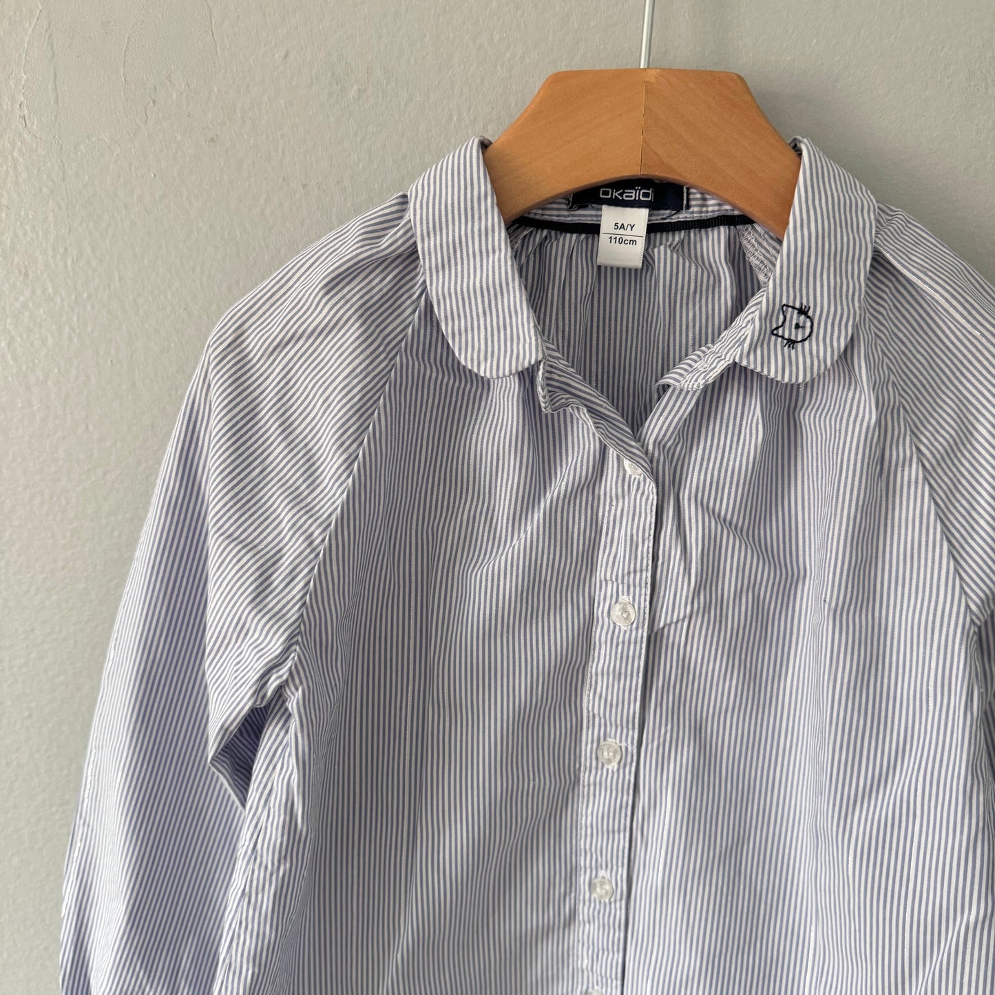 Okaidi / striped blue long sleeve shirt / 5Y