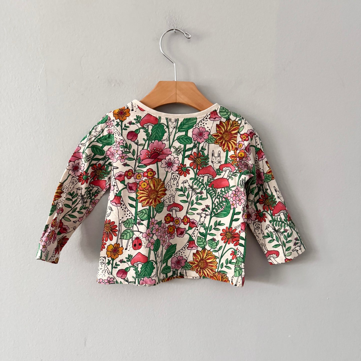 Next / White flower animal long sleeve / 12-18M