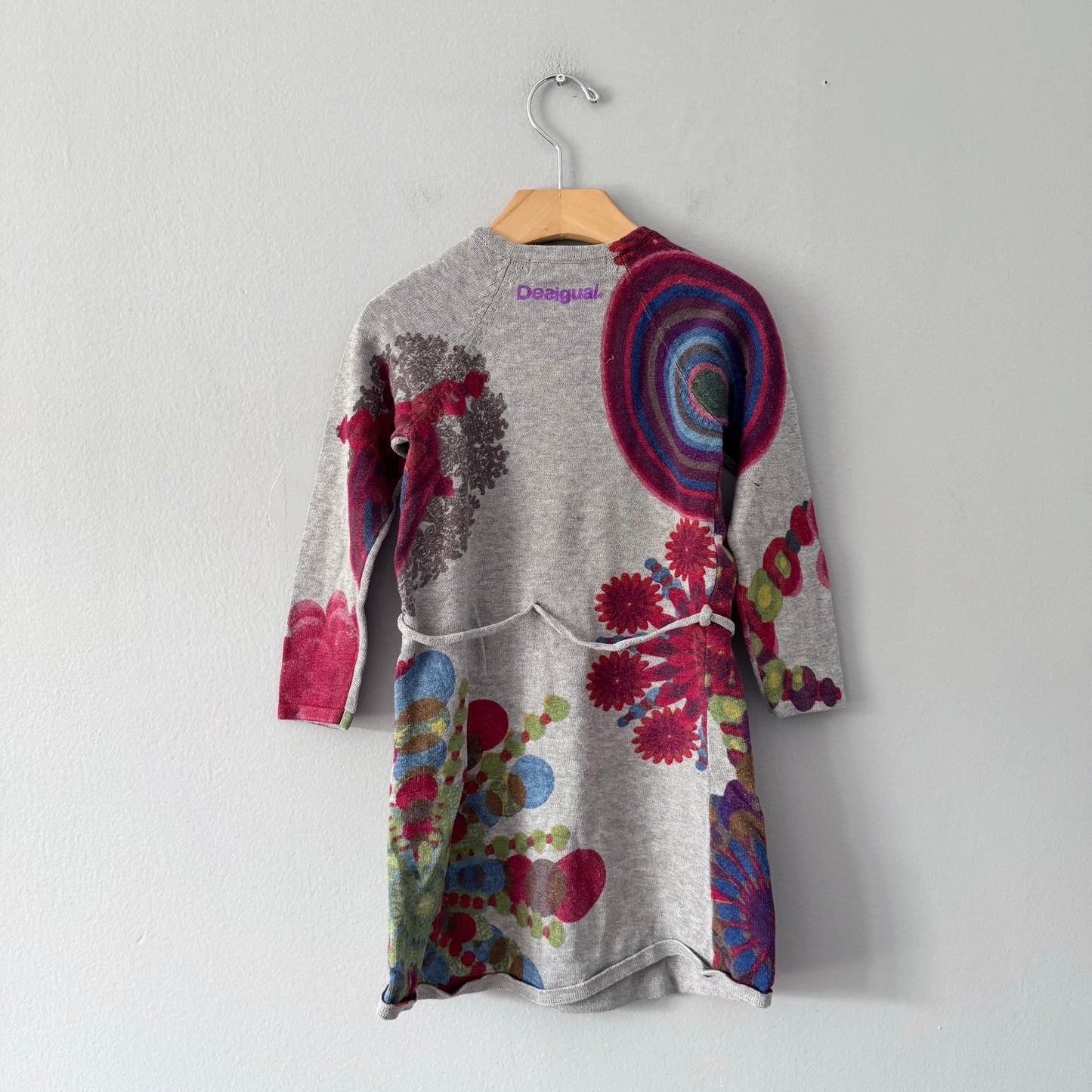 Desigual / Grey x floral knit dress / 4Y