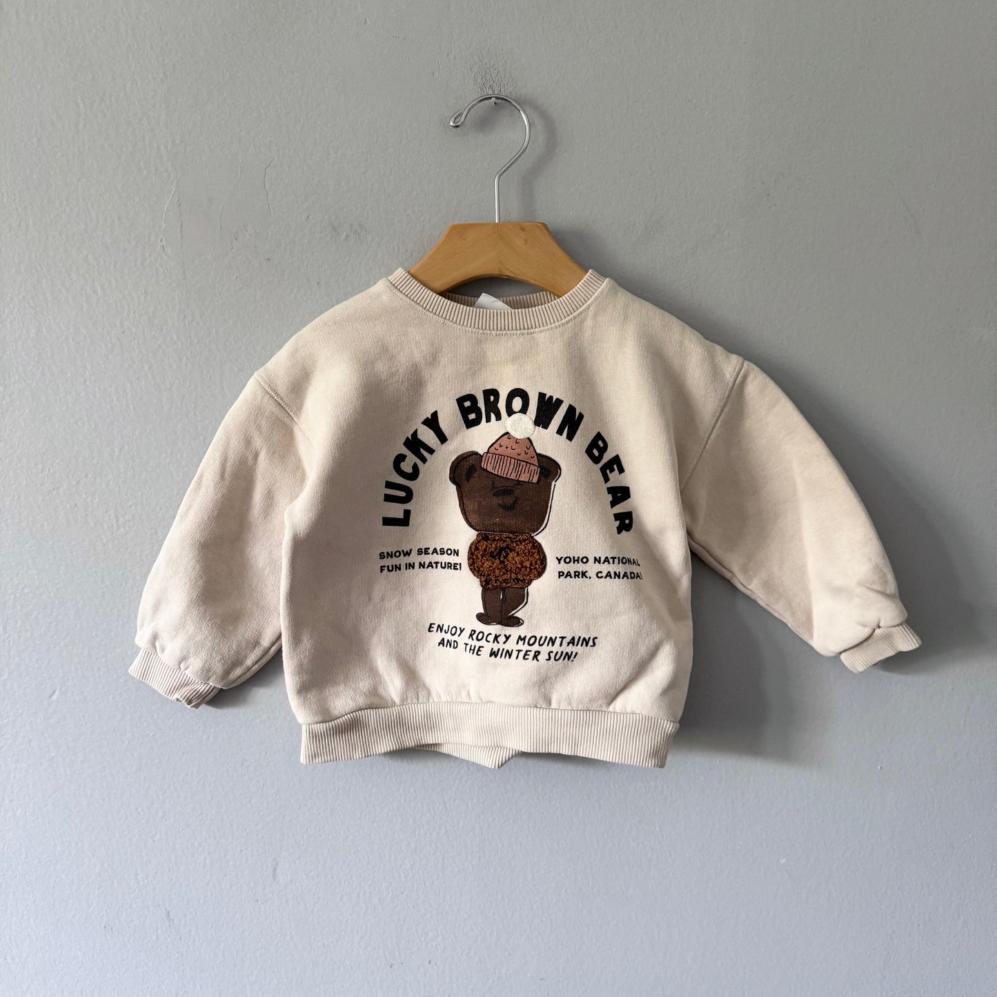 Zara / lucky brown bear' crewneck / 18-24M