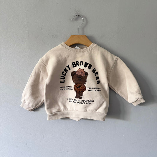 Zara / lucky brown bear' crewneck / 18-24M