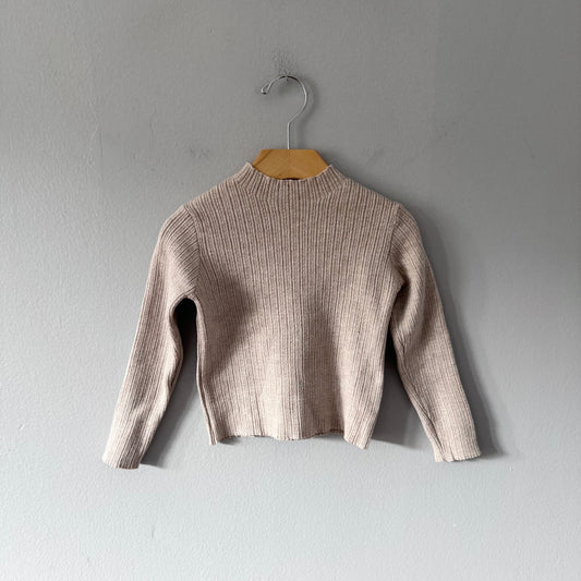Zara / Beige ribbed knit top	 / 3-4Y