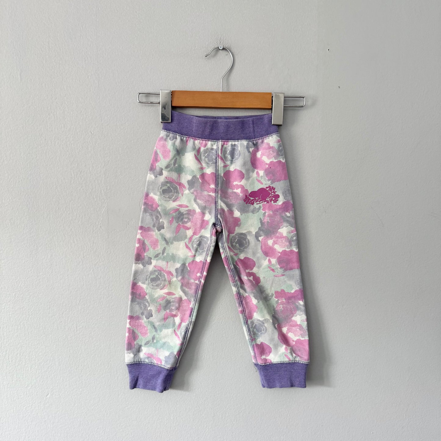 Roots / Purple floral sweatpants / 2Y
