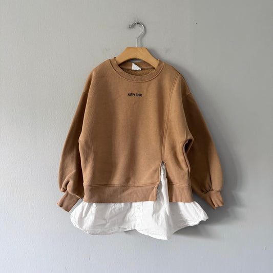 Zara / Light brown Happy Today crew dress / 8Y