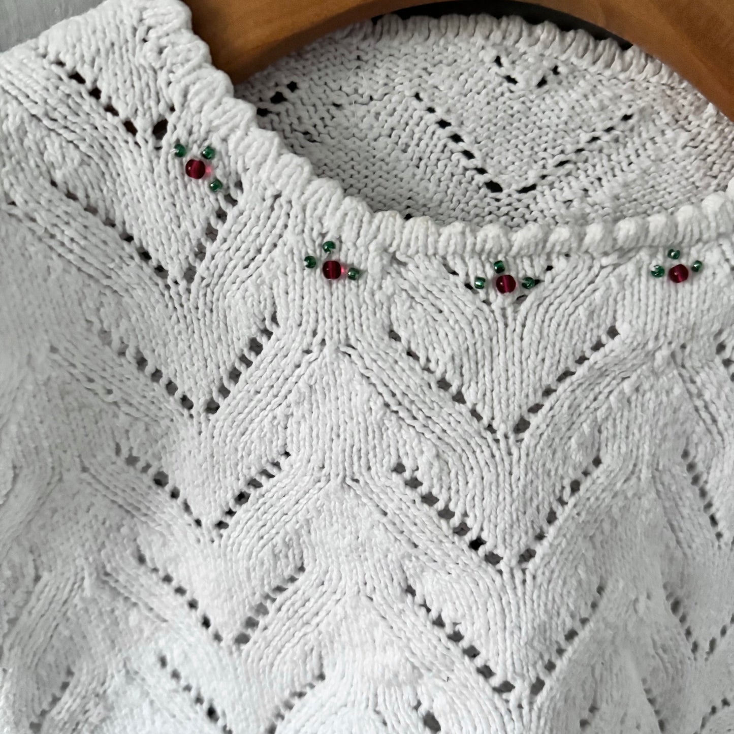 Sans marque / Gilet en tricot de coton blanc / 6-12 mois