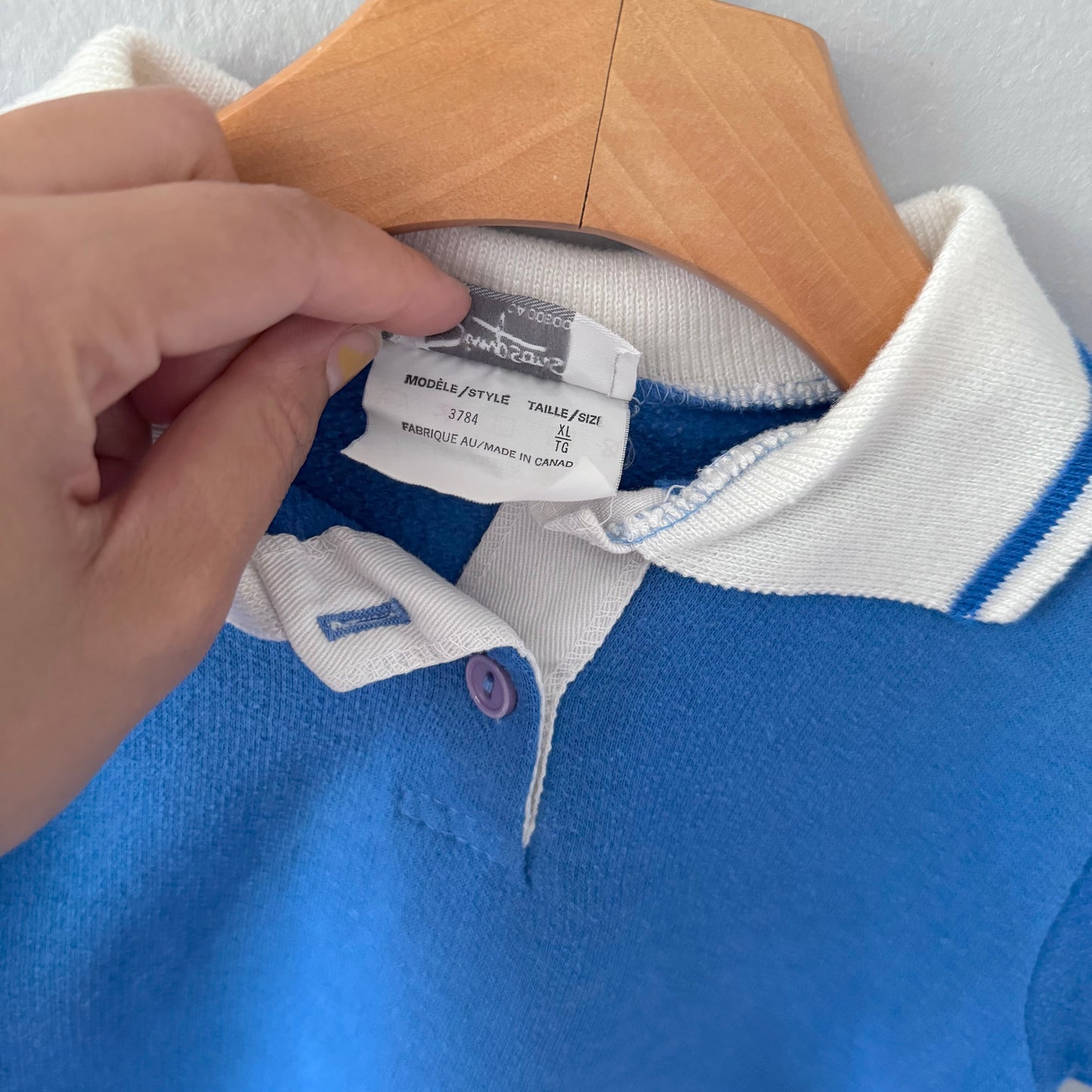 Vintage / Blue cotton crew polo / 3Y