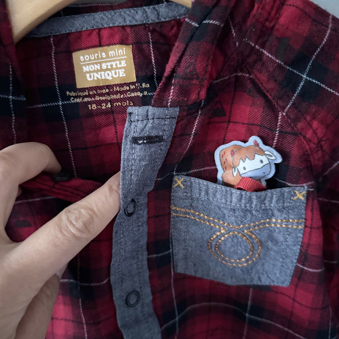 Souris Mini / Black x red flannel shirt / 18-24M