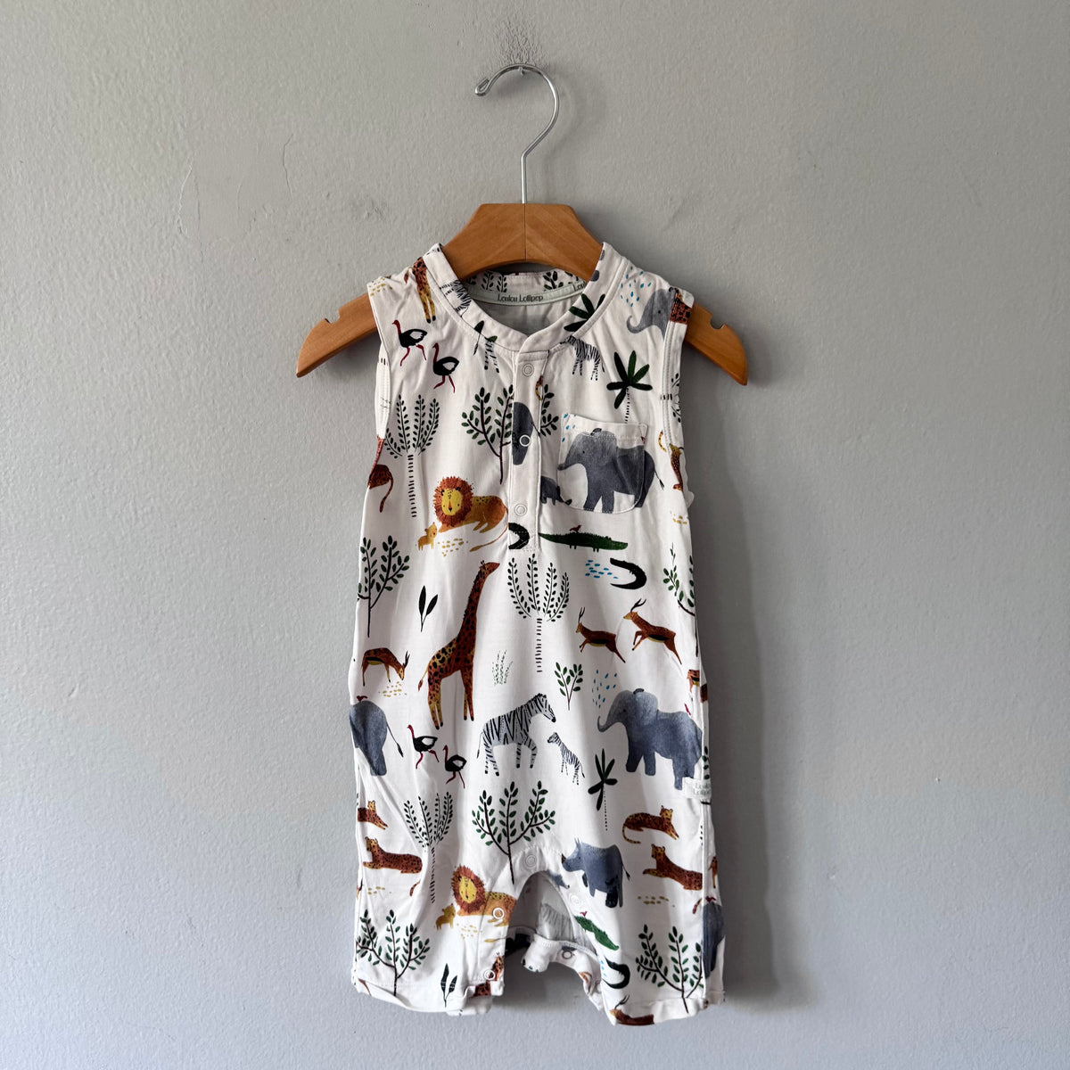 Loulou Lollipop / White x safari tank romper / 18-24M