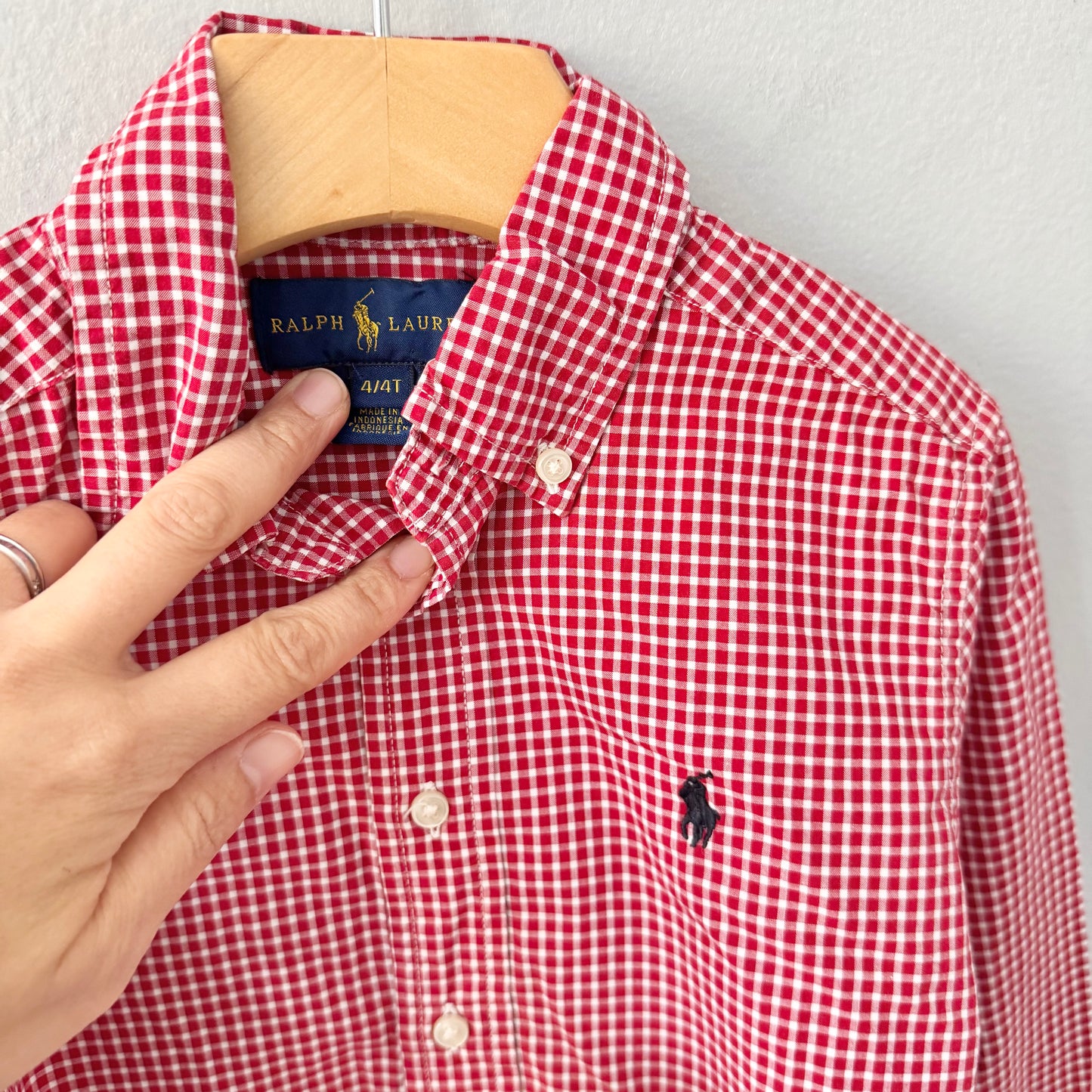 Polo Ralph Lauren / Red white checked dress shirt / 4Y