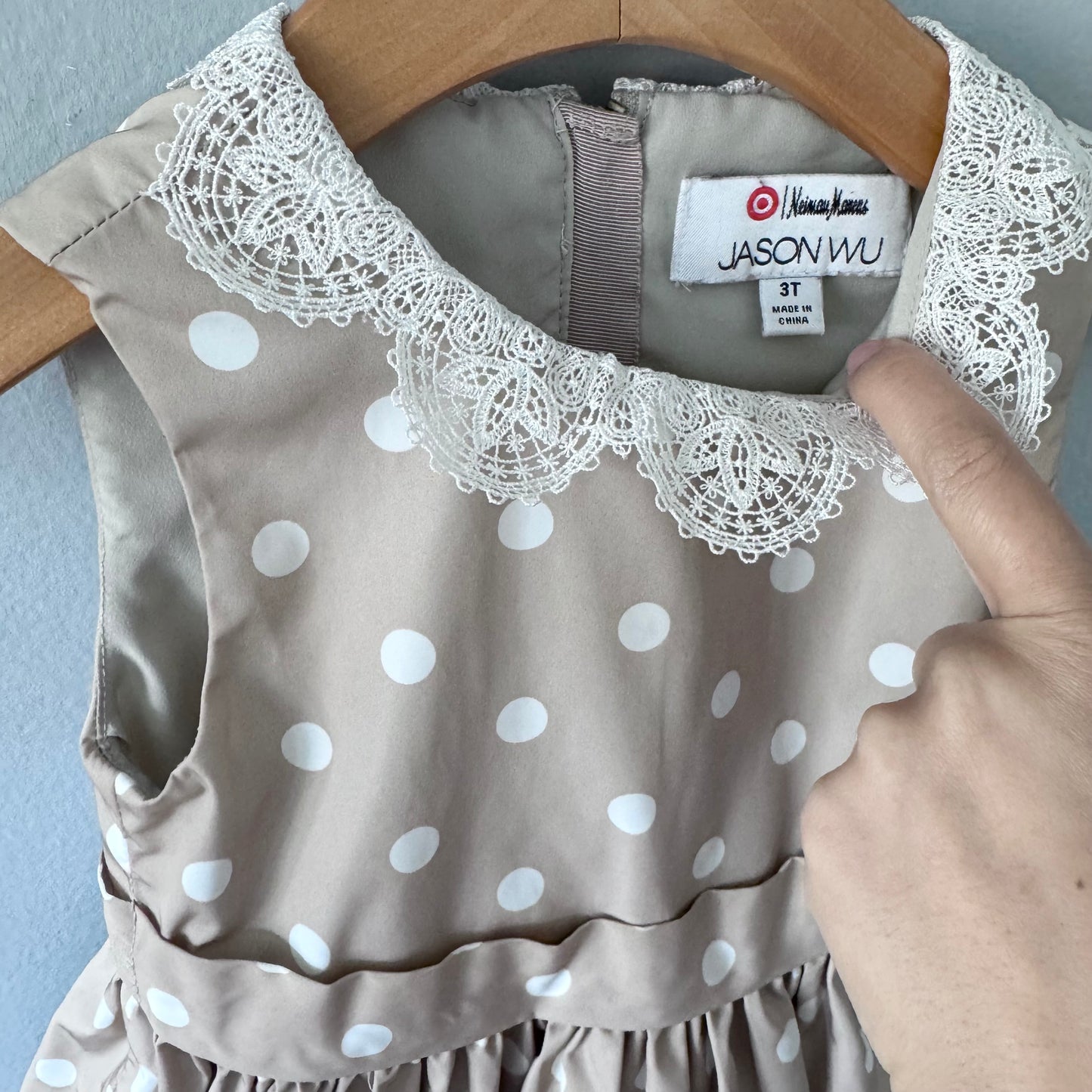Jason Yu / Robe beige à pois / 3T