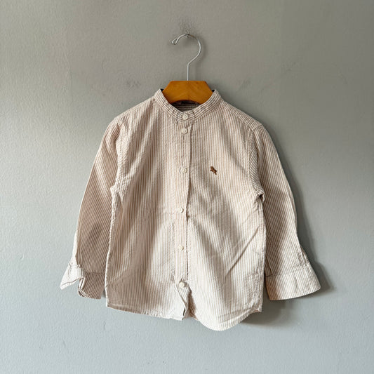 H&M / Beige white stripe shirt / 3-4Y