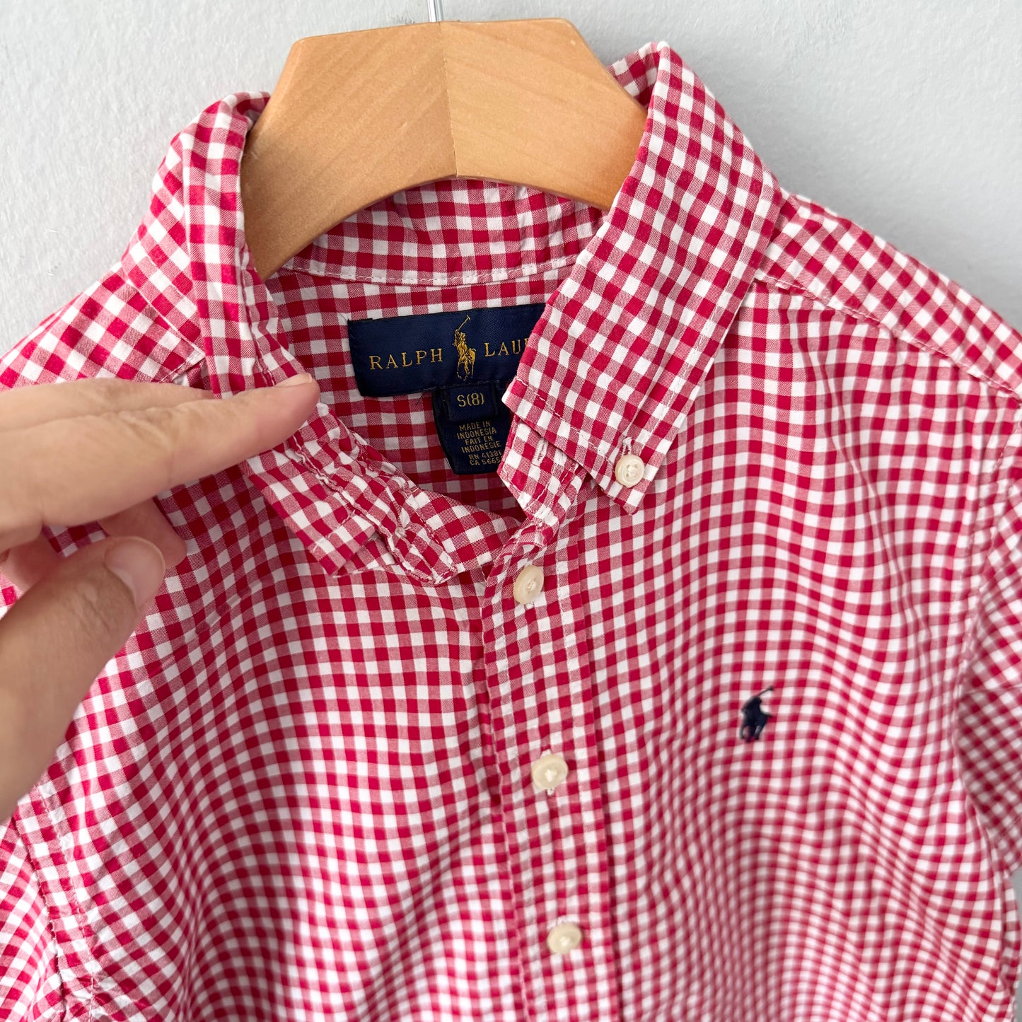 Polo Ralph Lauren / Red x white plaid shirt / 8Y