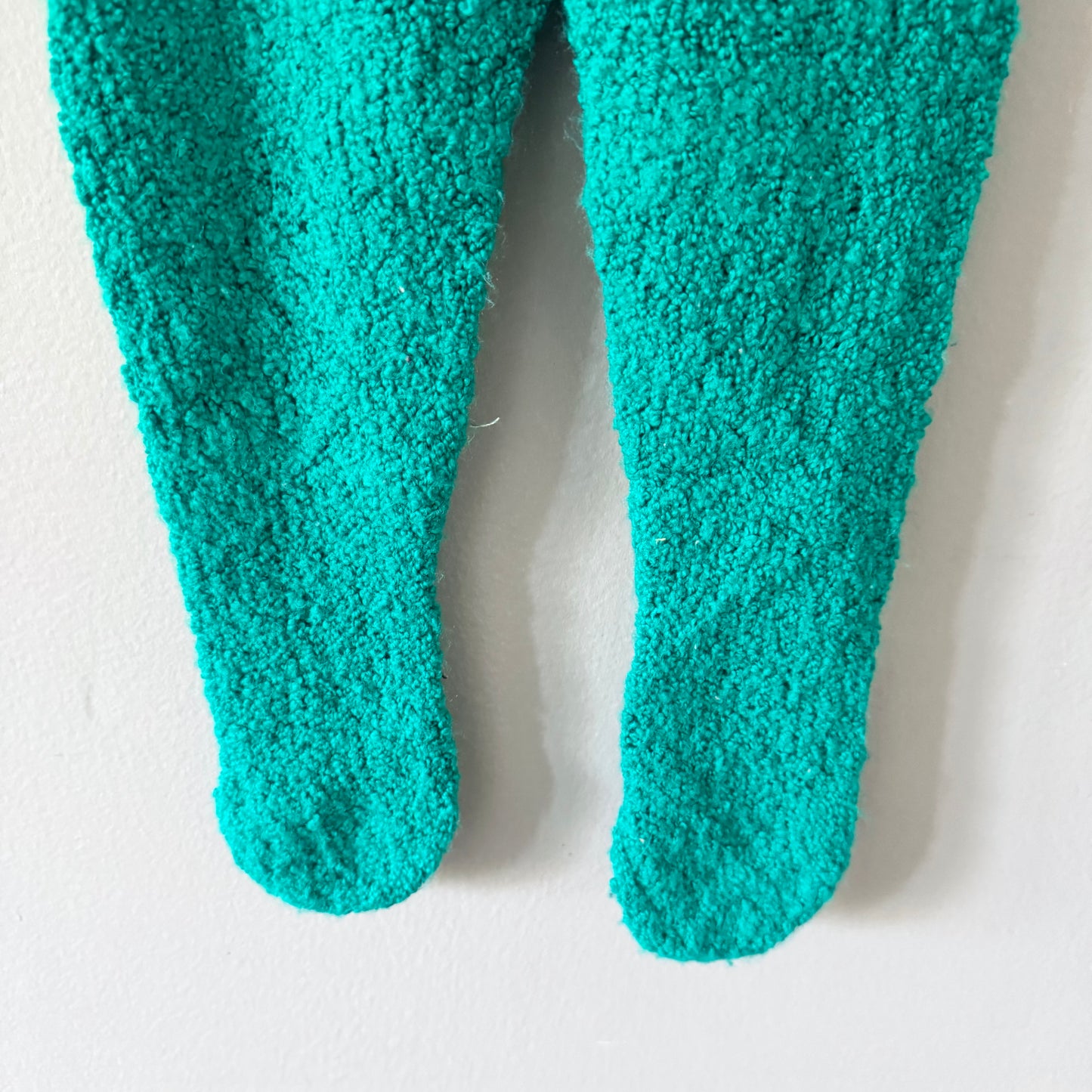 Handmade / Green x white knit overall and pullover set / 18M