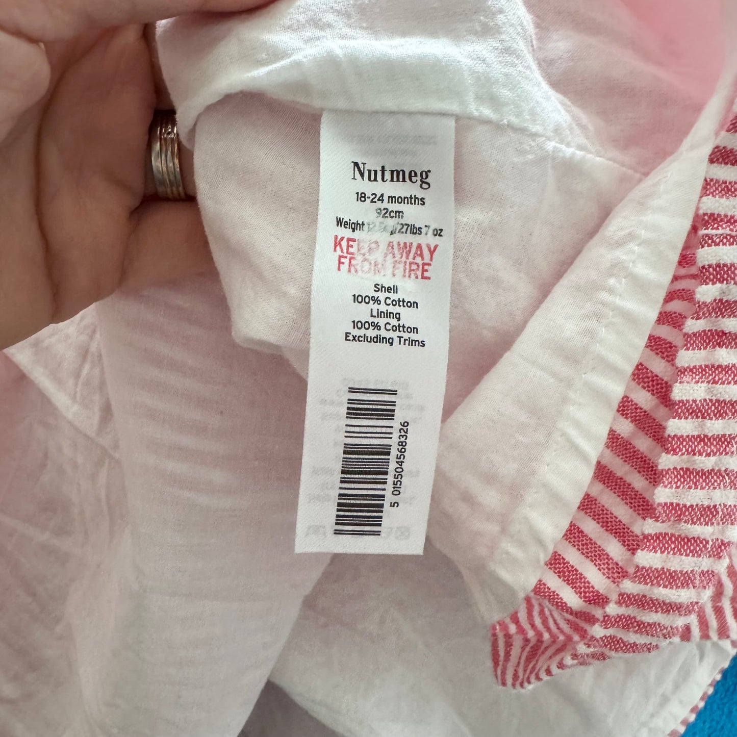 Nutmeg / Red white stripe dress / 18-24M