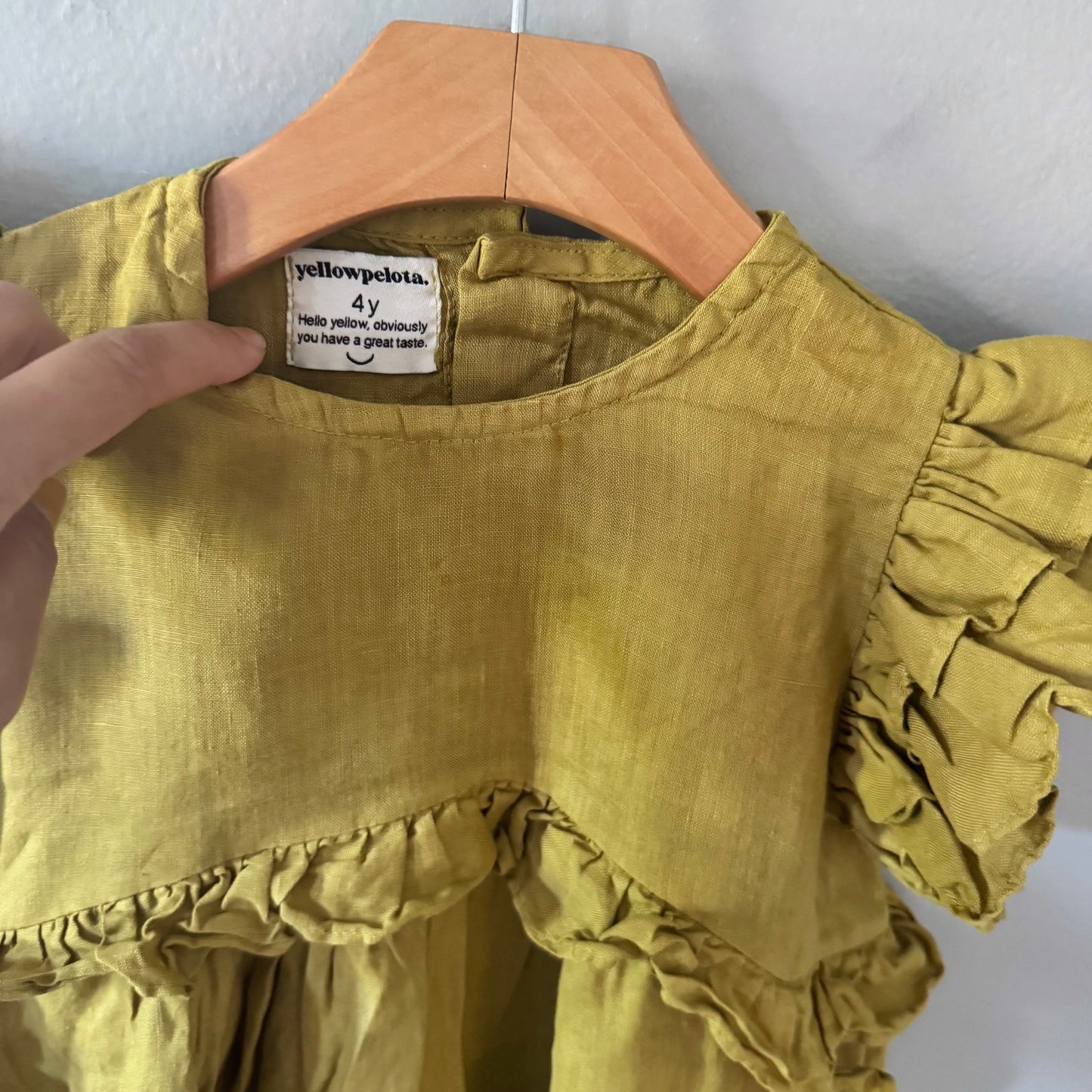 Yellowpelota / Mustard linen dress / 4Y