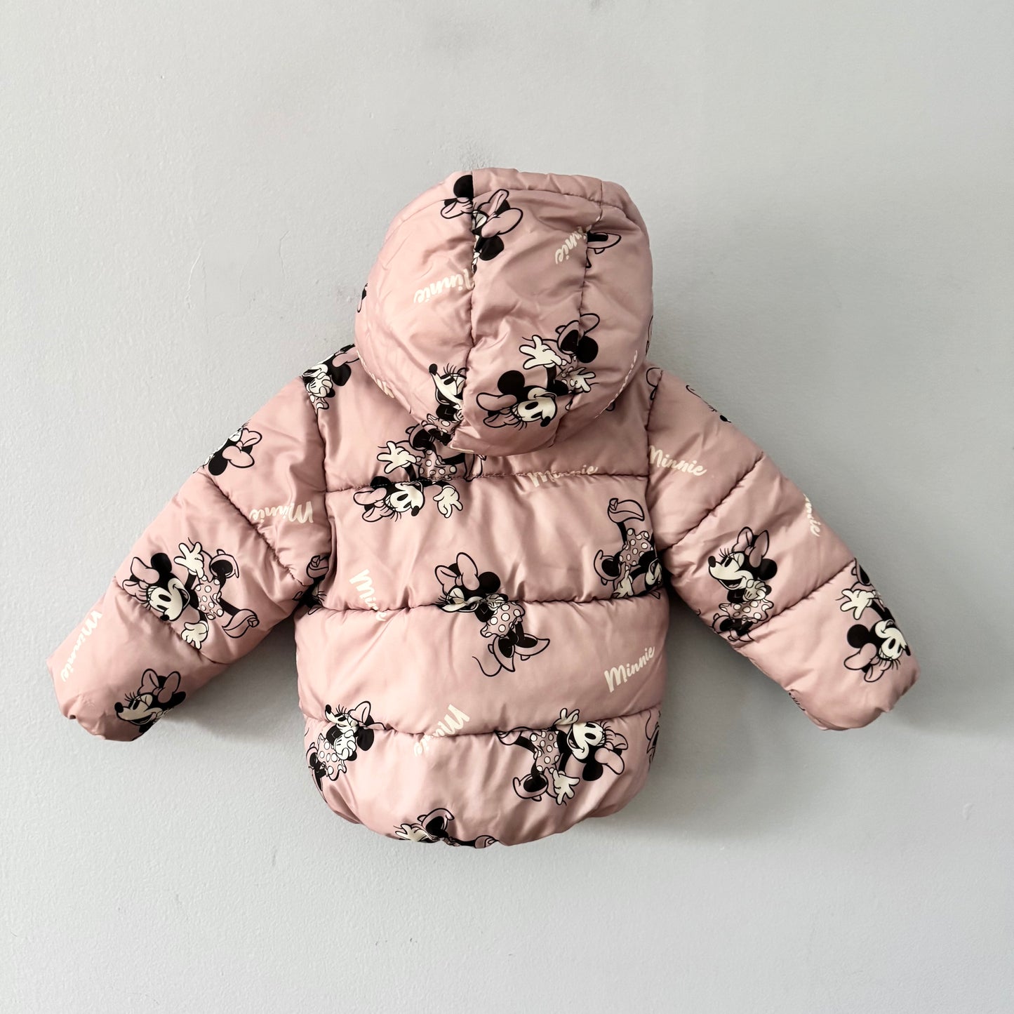 H&M / Light pink Minnie puffer jacket / 18-24M
