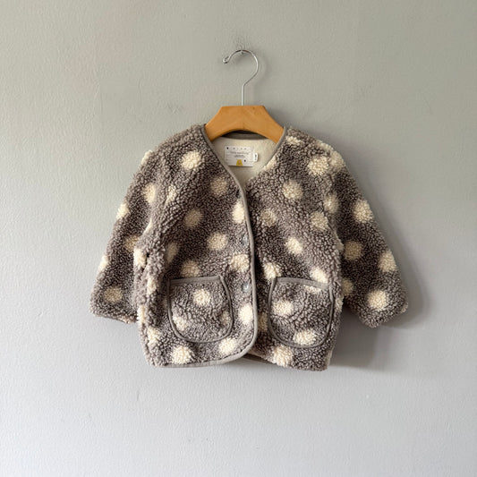 Rise Little Earthling / Grey x dots sherpa jacket / 18-24M