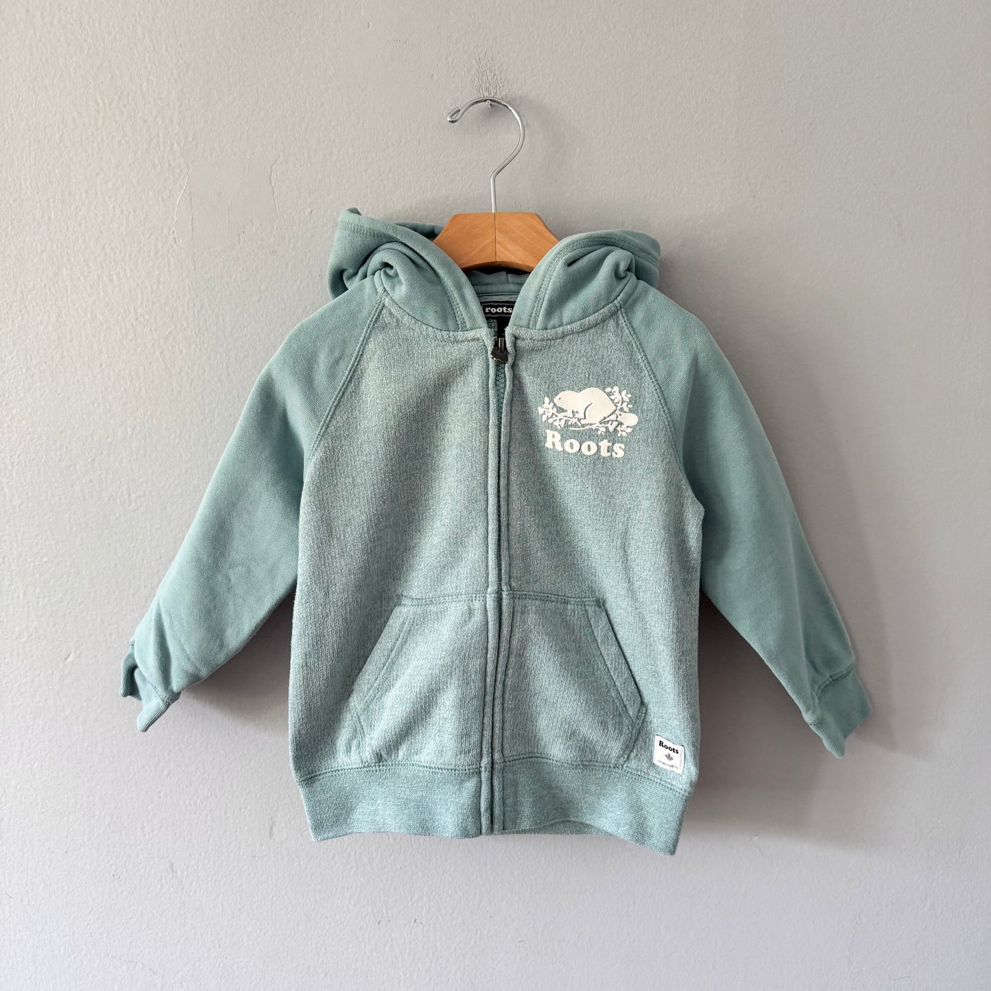 Roots / Salt and pepper x purple zip up hoodie / 4T