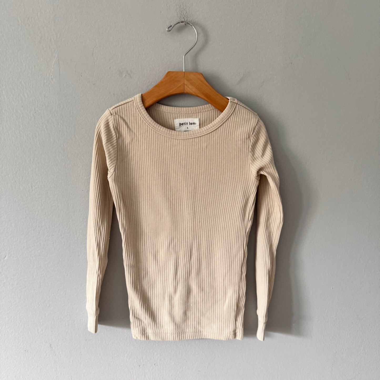 Petit lem / Ivory ribbed long sleeve / 5Y