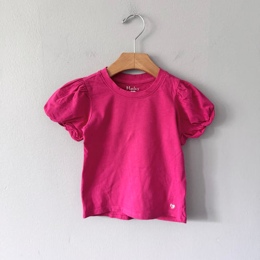 Hatley / Vivid pink puff sleeve top / 3Y