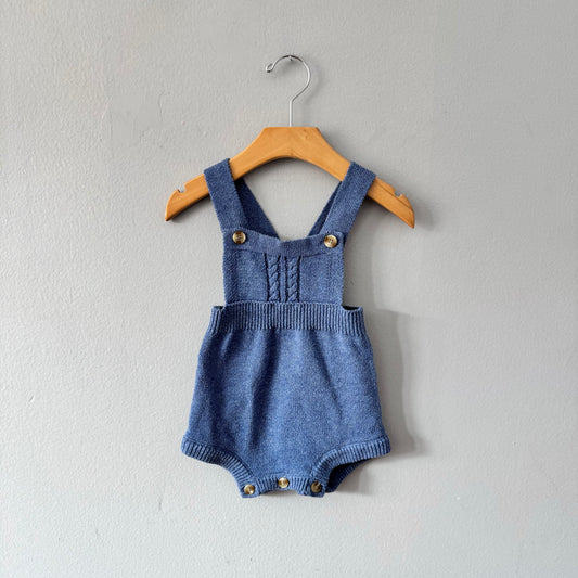 No brand / Blue knit romper / 6-9M