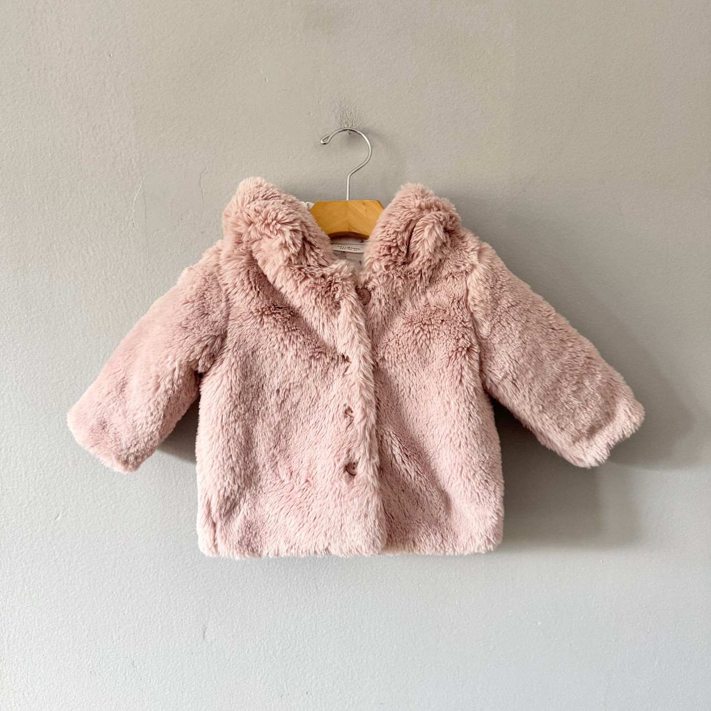Next / Smokey pink sherpa jacket / 6-9M