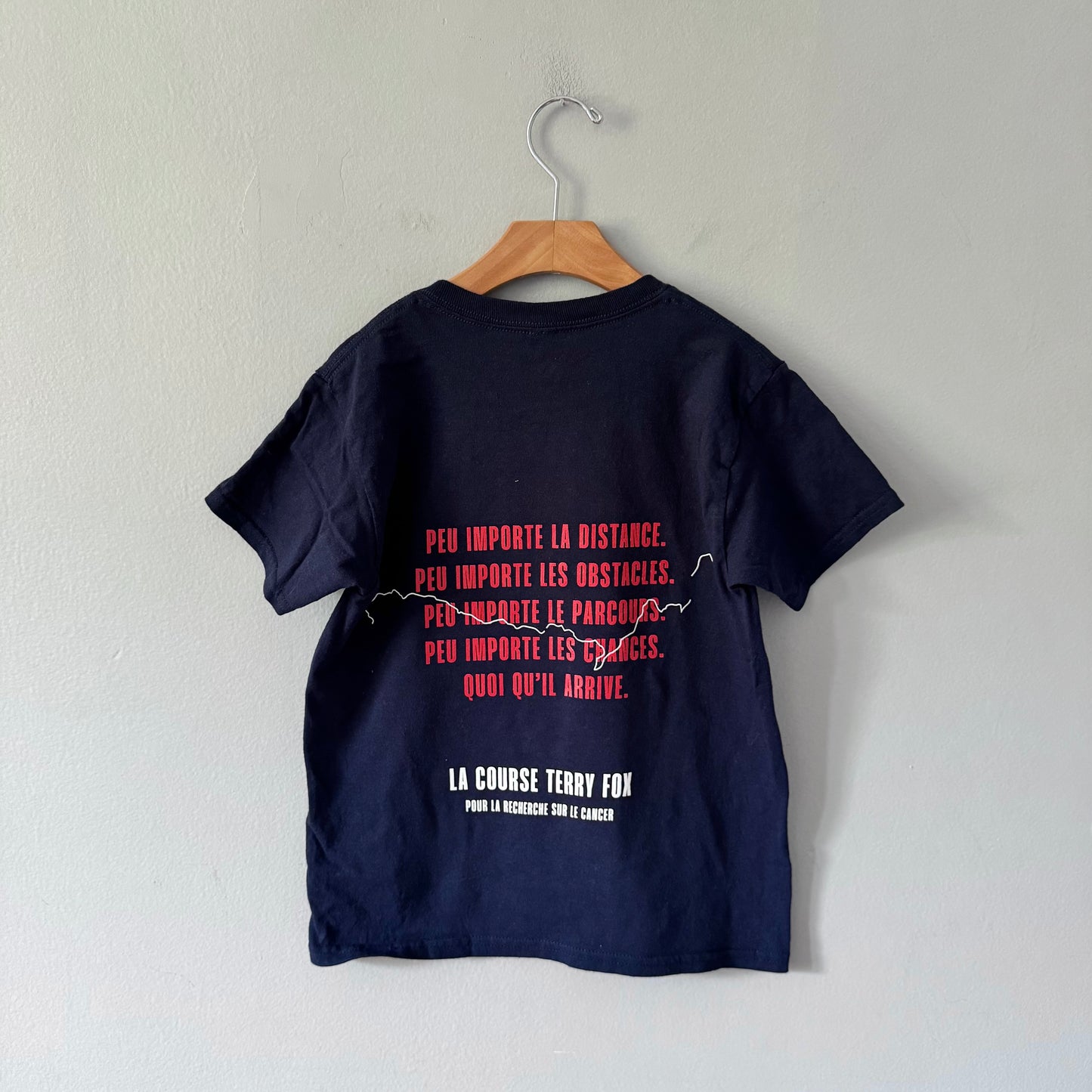 Adidas / Terry Fox navy T-shirt(French) / XS(8Y)