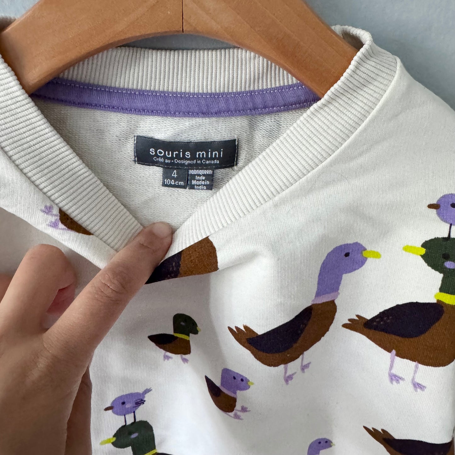 Souris mini / White x goose sweatshirt / 4Y