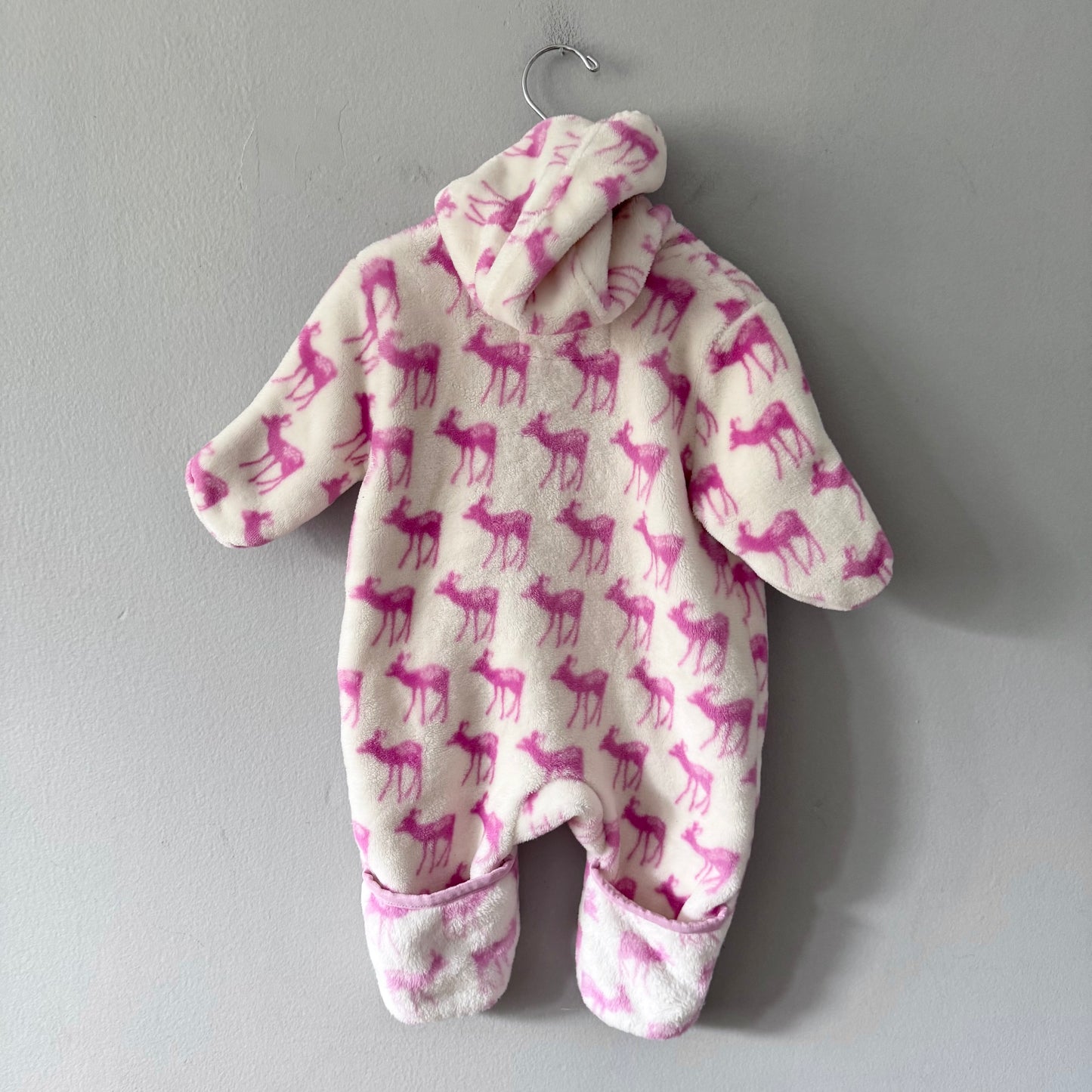 Hatley / White x pink fleece bunting / 3-6M