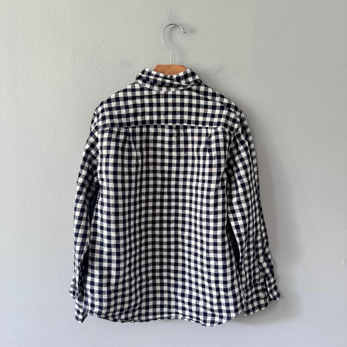 Crewcuts / Navy white linen blend shirt / 8Y